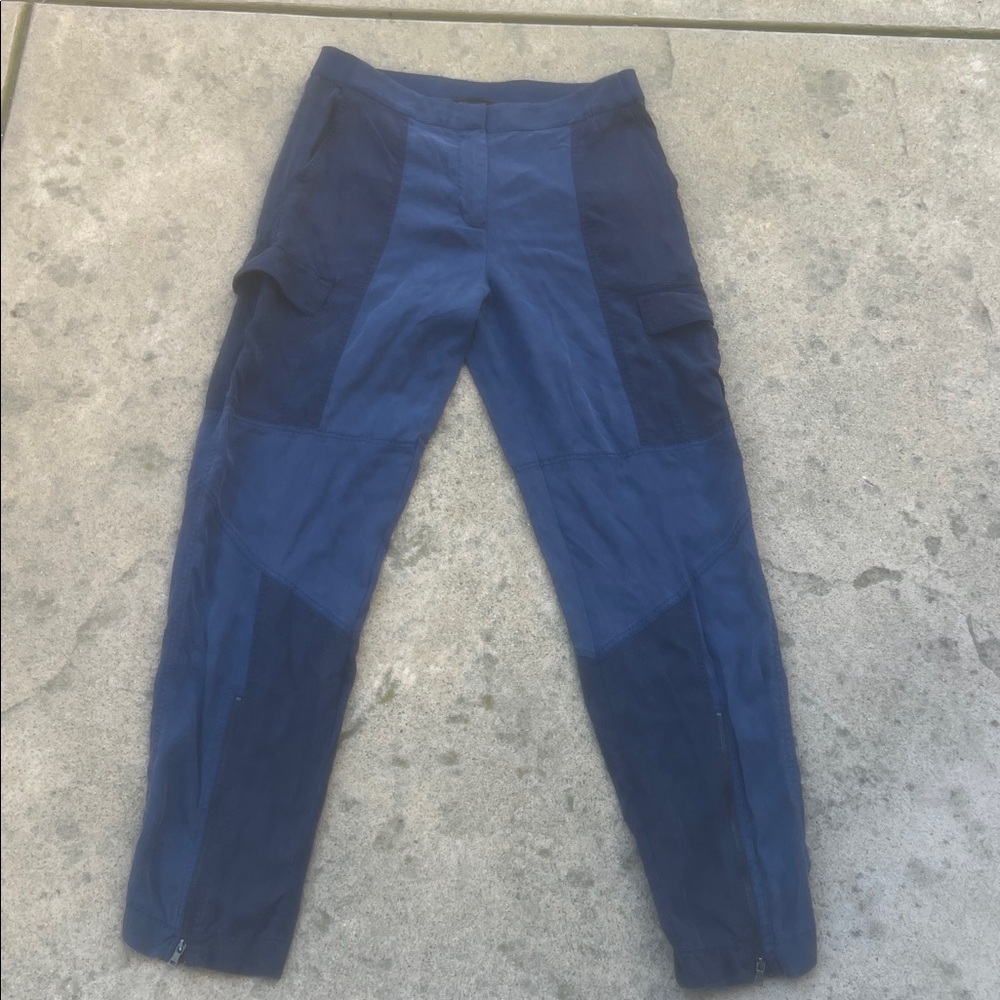BCBGMaxazria Women's Blue Cargo Zip Leg Women's Pants Size M